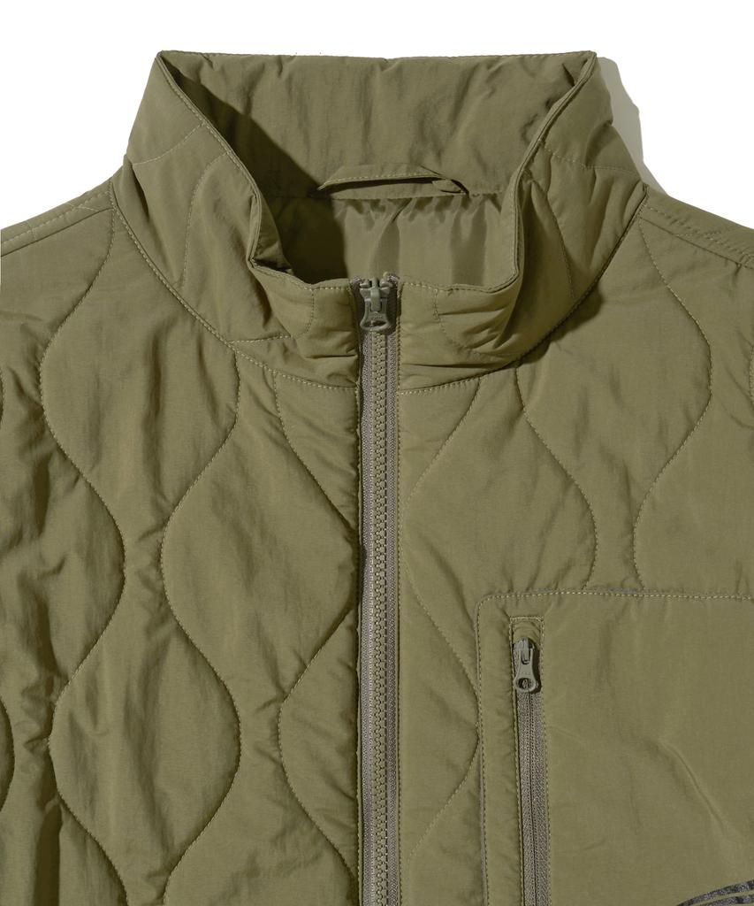 Phyps Motorcycle Quilting Collarless Jacket Khaki