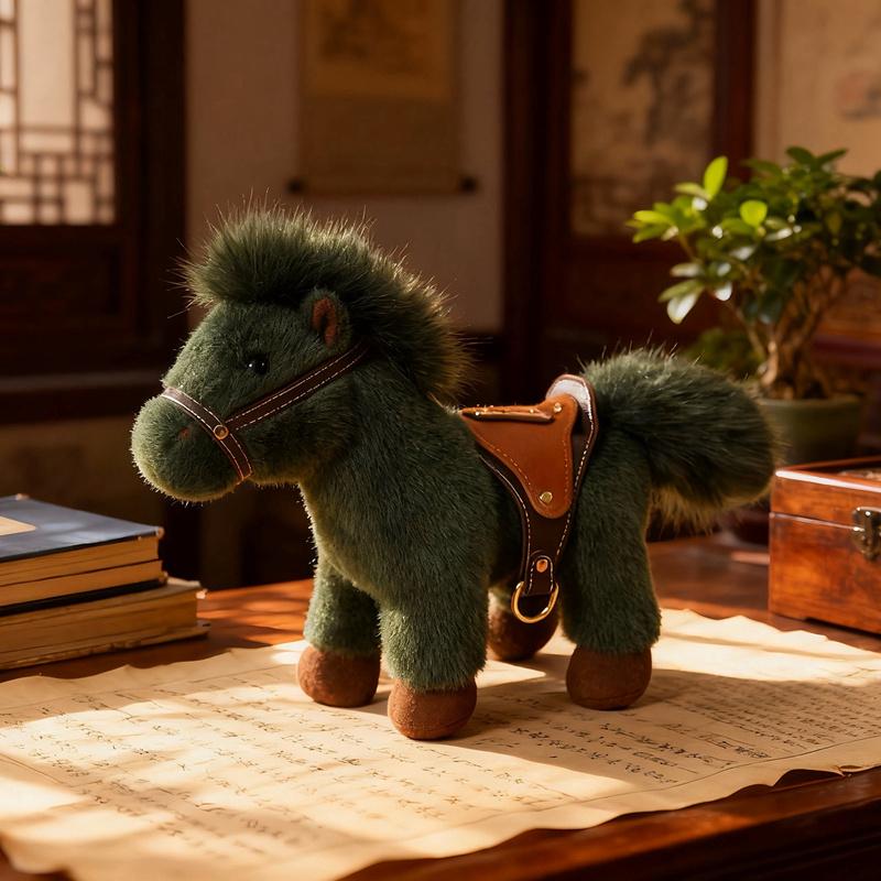1322Cm Hoge Kwaliteit Pluche Paard Speelgoed Met Zadel Schattige Pluche Paard Pop Lief Knuffeldier Pony Tas Hanger 13cm Pendant groen