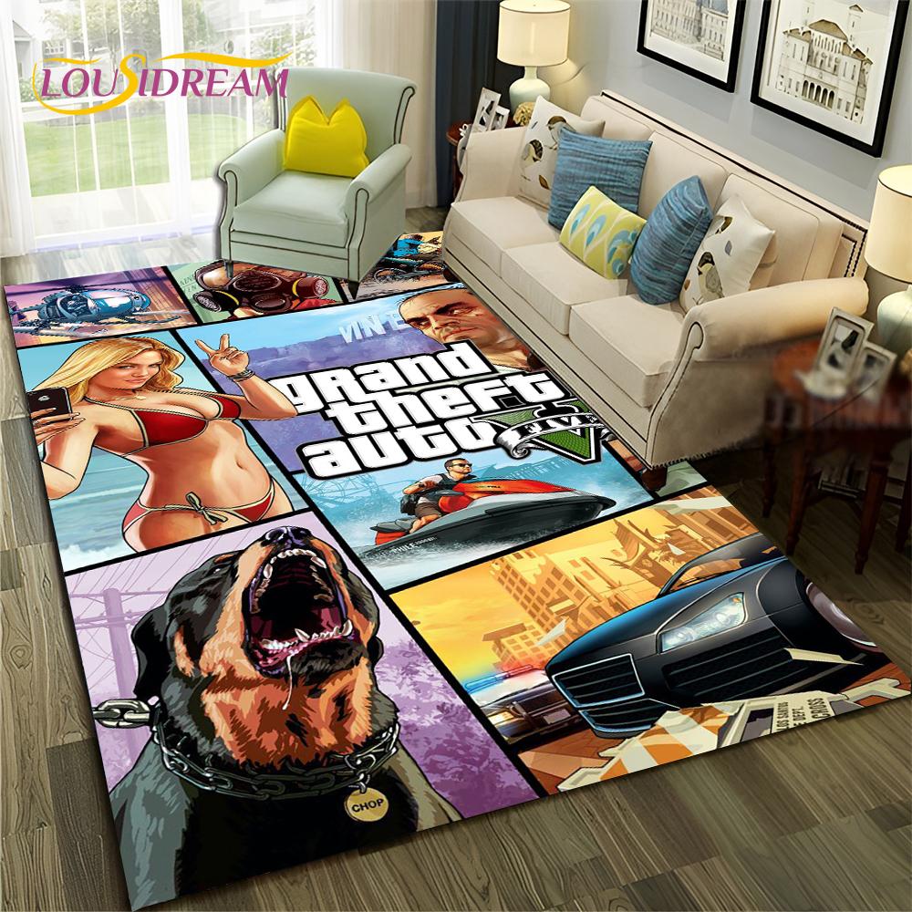 GTA 3D Spiele Grand Theft Auto Gamer Teppich Teppich für Zuhause Wohnzimmer Schlafzimmer Sofa Fußmatte Dekor, Kinderbereich Teppich Rutschfeste Bodenmatte