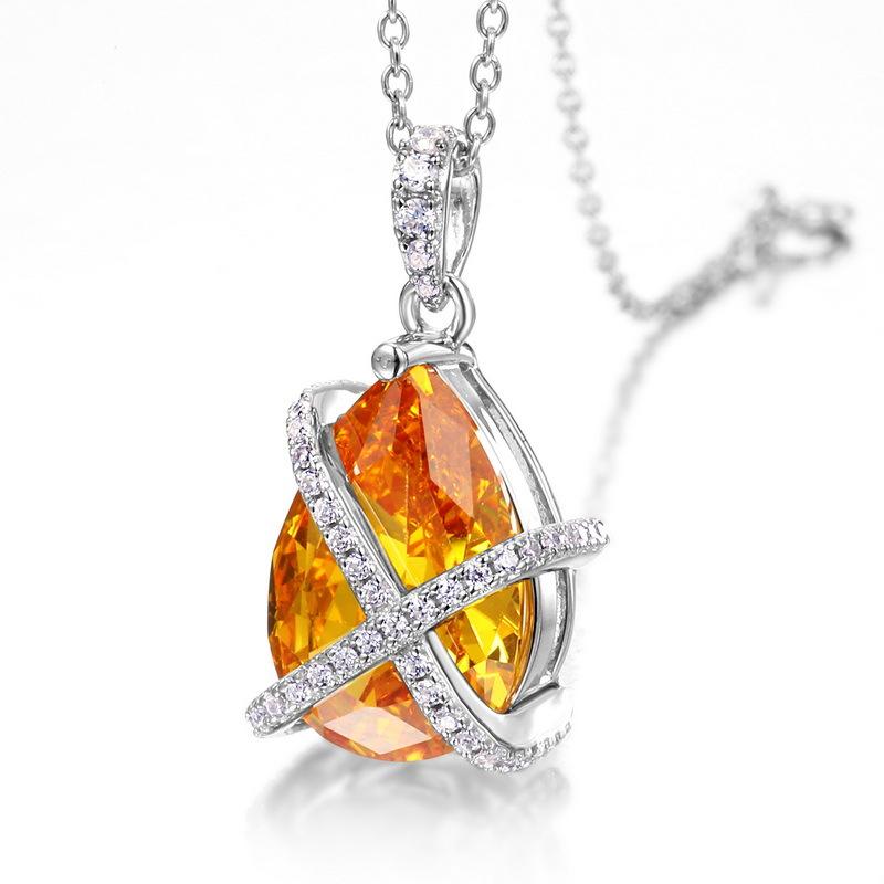 Cross-border Jewelry S925 Silver Pear Pendant Gold Ice Cut High Carbon Diamond Necklace Atmospheric Luxury