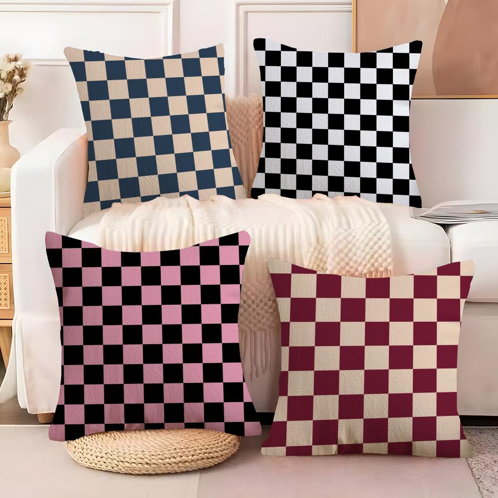 Simple And Stylish Checkerboard Pattern Pillow Case Sofa Living Room Bedroom Headboard Backrest Cushion Square Cushion