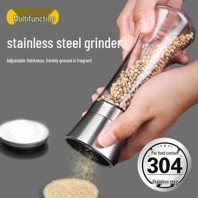 304 Stainless Steel Pepper Grinder - Manual Kitchen Seasoning Bottle for Freshly Ground Sea Salt, Sichuan Peppercorns, and Cumin.