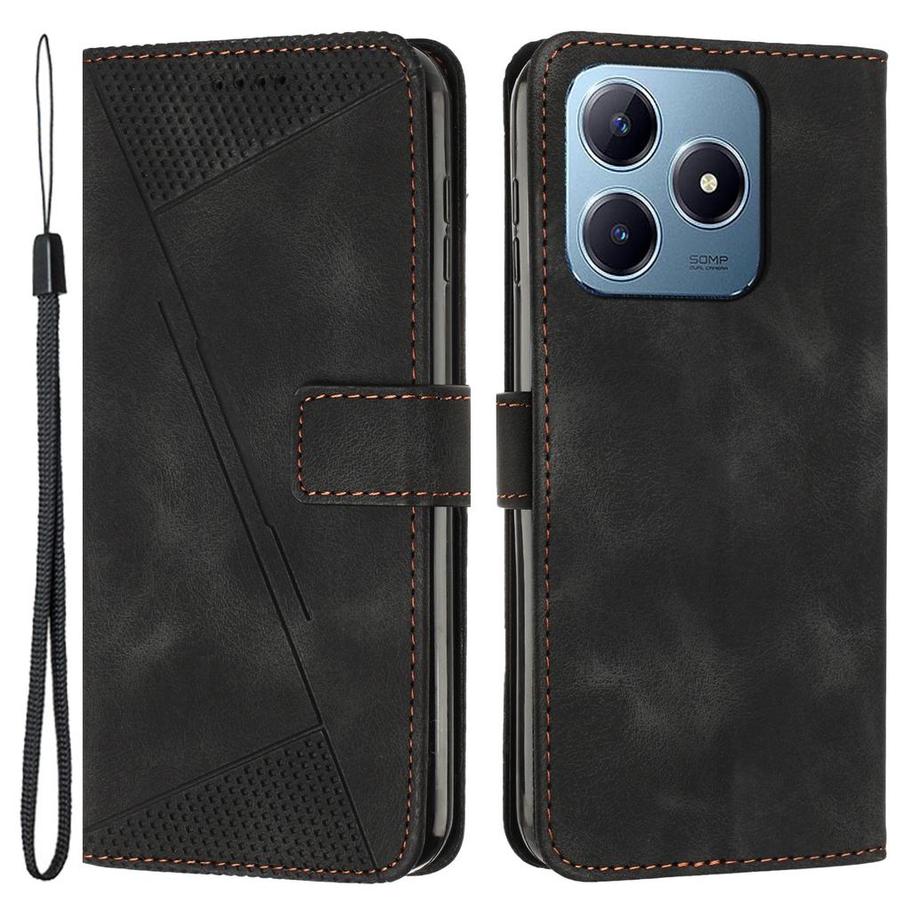 For Realme Note 60x 4G/C63 4G/C61 4G/Note 60 Case Triangle Leather Phone Cover Stand Wrist Strap