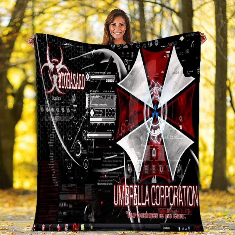 The sci-fi game Resident Evil features the Umbrella Corporation blanket a soft home furnishing nap decoration a warm Sherpa blanket for all seasons U6