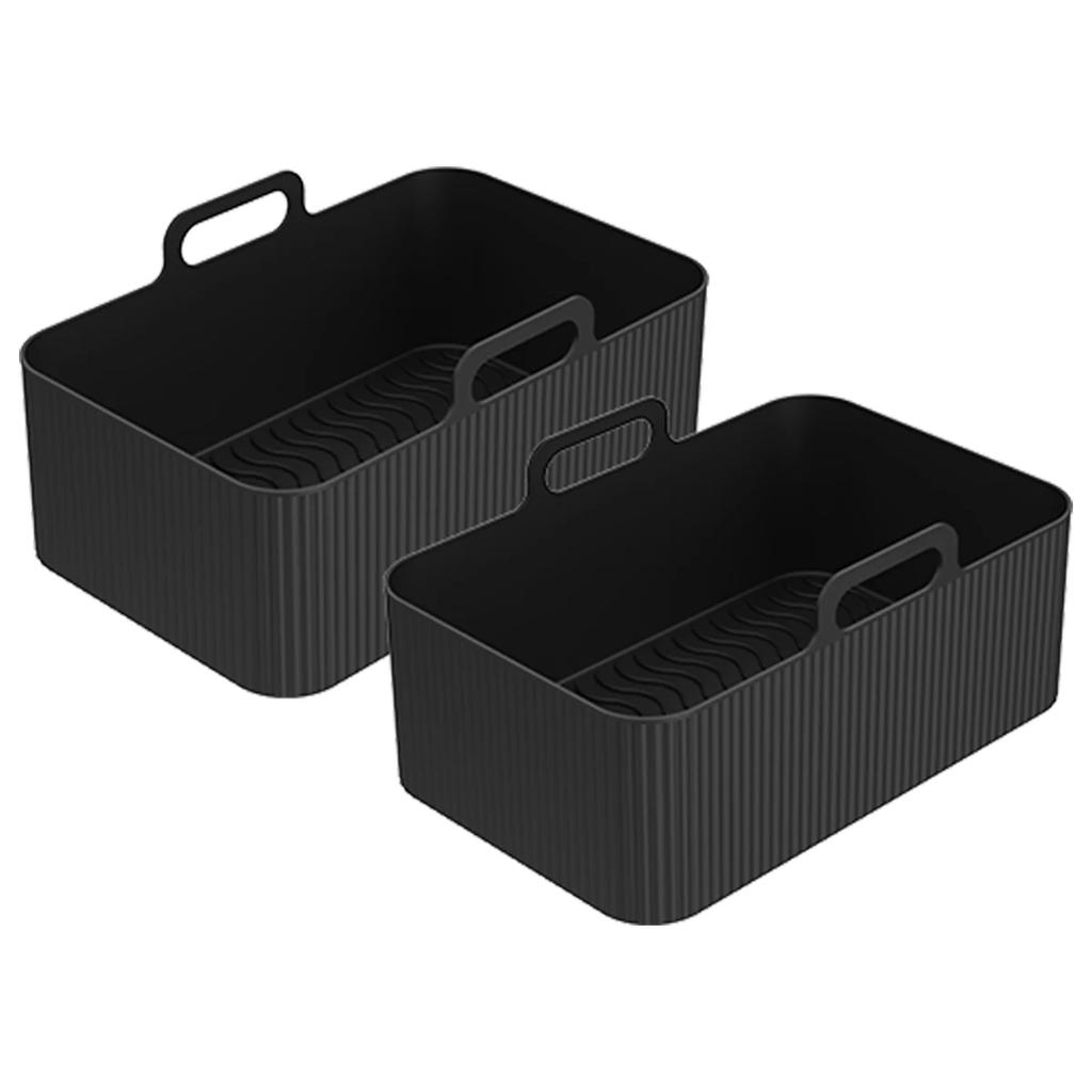 2PCS Air Fryer Silicone Tray Dish Dual 2 Basket Baking Pan Oven Pot Plate Liner Dual Air Fryer Accessories For Ninja Foodi