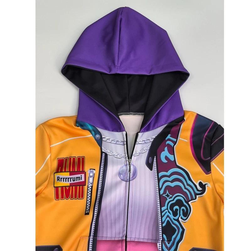 Kids Rumi Jacket Demon Hunter of KPop Cosplay Costume Children Child Girls Hoodies Disguise Roleplay Fantasia Clothing
