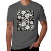 Floral Medley In Bloom White On Black Tshirt Lightweight Print Tshirt