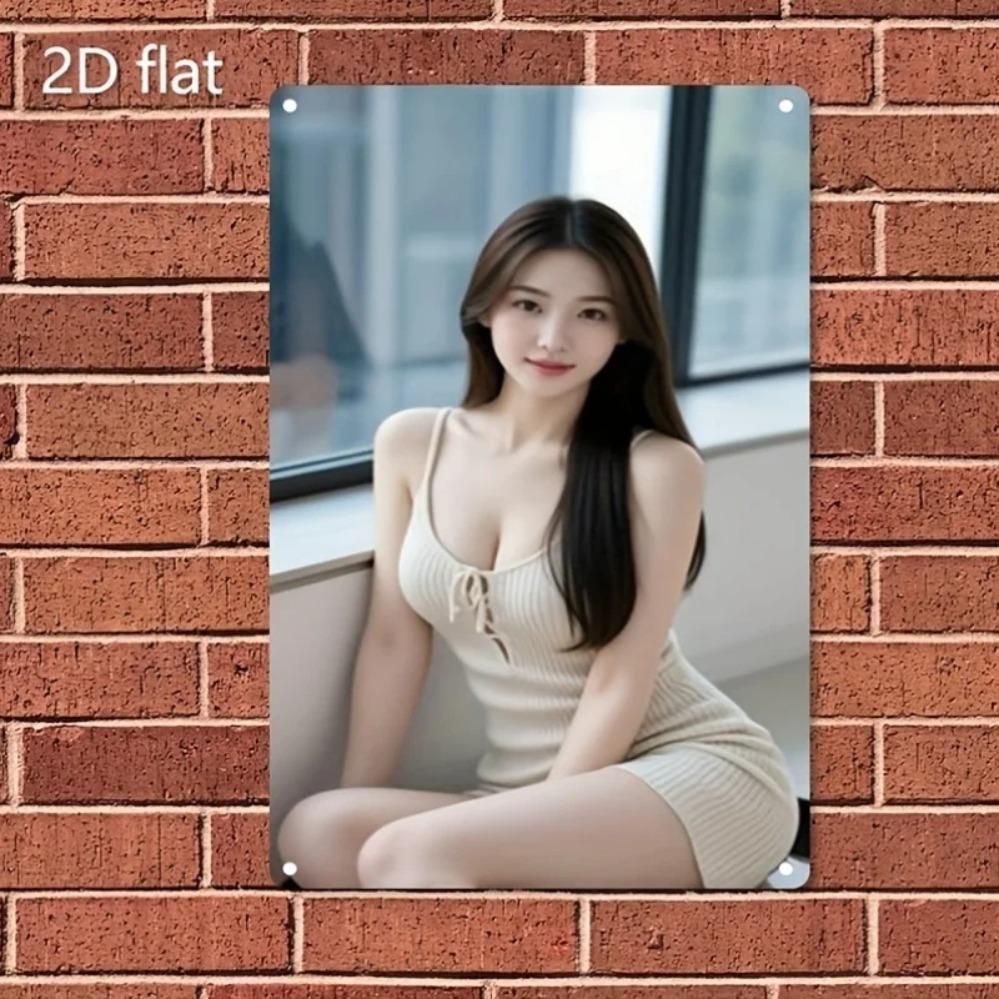 Nowoczesny Portret Kobiety Metalowy Znak Sztuka Ścienna, Minimalistyczny Brązowy Żelazny Plakat, Trwały Wystrój Domowego Biura Kawiarni