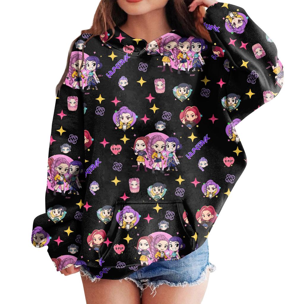 Sweatshirts For Teen Girls Hoodies Long Sleeve Drawstring Pullover Cute Printed Hoodie Top