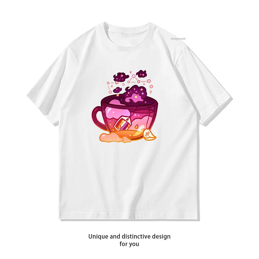 Pride Flag Teacup Sunset Lesbian Tshirt Unisex Unisex Casual Cotton Summer Printed T Shirts Adult Streetwear Camisetas Oneck