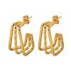 European & American Retro Geometric Hoop Earrings in Titanium Steel with 18K Texture - High-End Niche Design, Trendy Style for Women