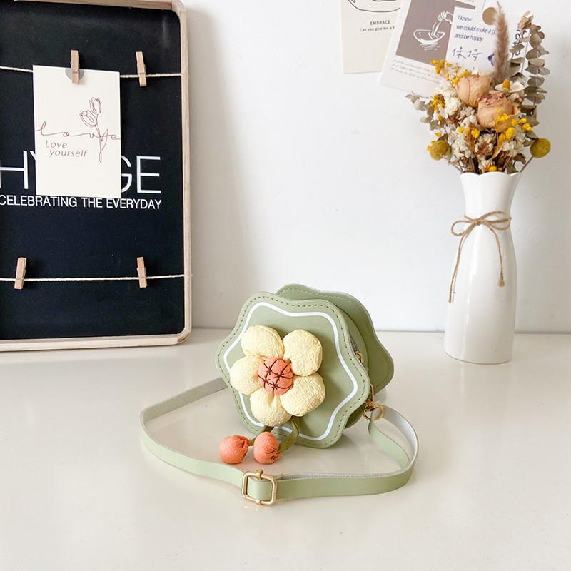 

Stylish Mini Pu Coin Purse For Children Colorful Floral Design Cute Accessory зелений