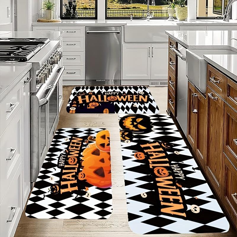 1PC Halloween Pumpkin Kitchen Rug Non-Slip Door Mat Pop Design Bathroom Rug Bath Mat Carpet for Home Sink Laundry Decor