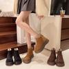 British Style Thick-soled Cigarette Boots Women's 2025 Autumn and Winter New Velvet Suede Martin Boots Short Thin Boots Short Boots