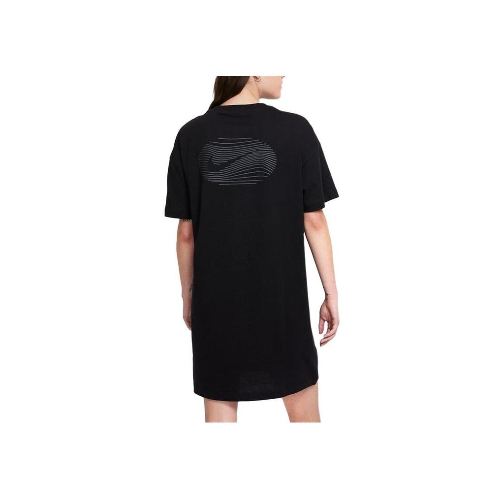 Nike Casual Loose Soft Comfortable Breathable Round Neck Short Sleeve Dress Women Dresses Black DM4664-010
