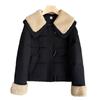 Splicing Anti-lamb Wool Lapel Short Cotton-padded Clothes Women's New Cotton Clothes Winter Fashion Warm Jacket