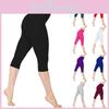 Womens Waist Low Yoga 34 Capri Pants Fitness Sports Gym Basic Shorts Leggings