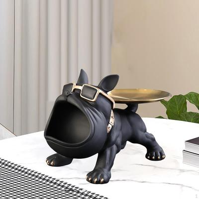 Dog Statue Home Resin Figurine Sculpture Decoration Sundries Key Container and Tray