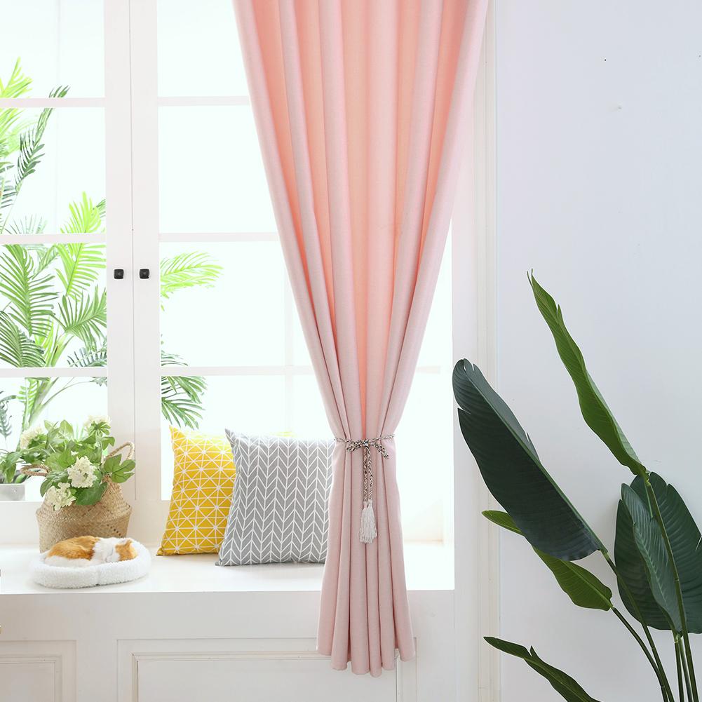 2pcs Set Polyester Curtains Mildew Proof Lightproof Curtain Bedroom Living Room Pink 229*229cm
