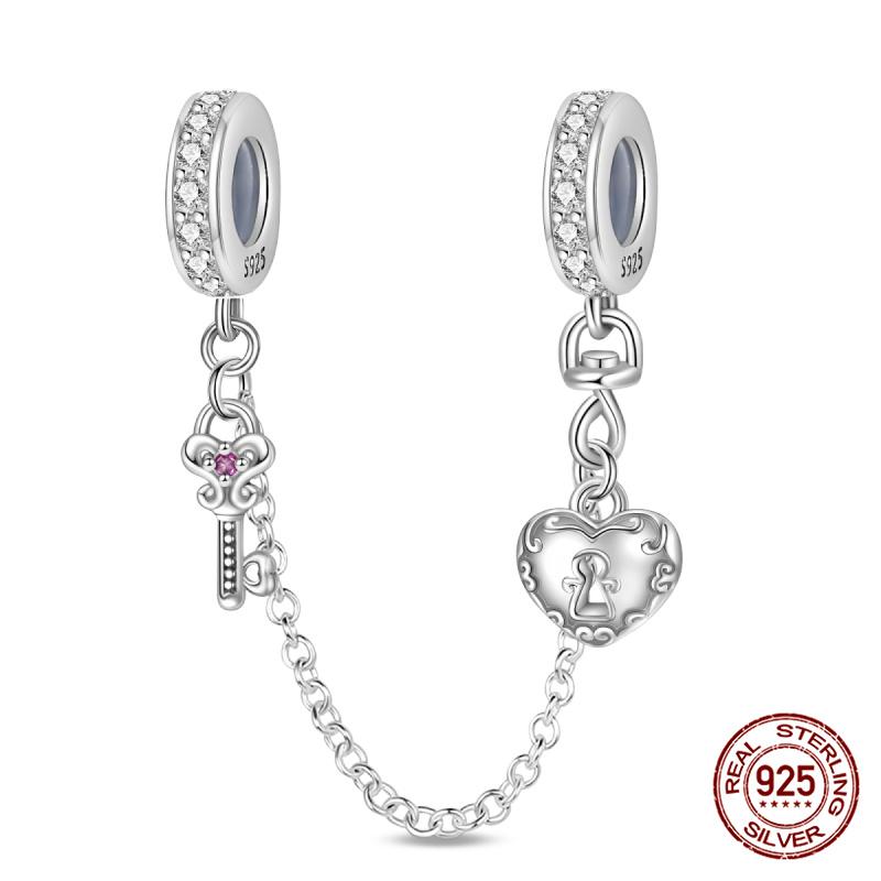 Original 100% 925 Silver Star Moon Safety Chain Fit 925 Original Bracelet & 3mm Bracelet DIY Jewelry Making Women Gift