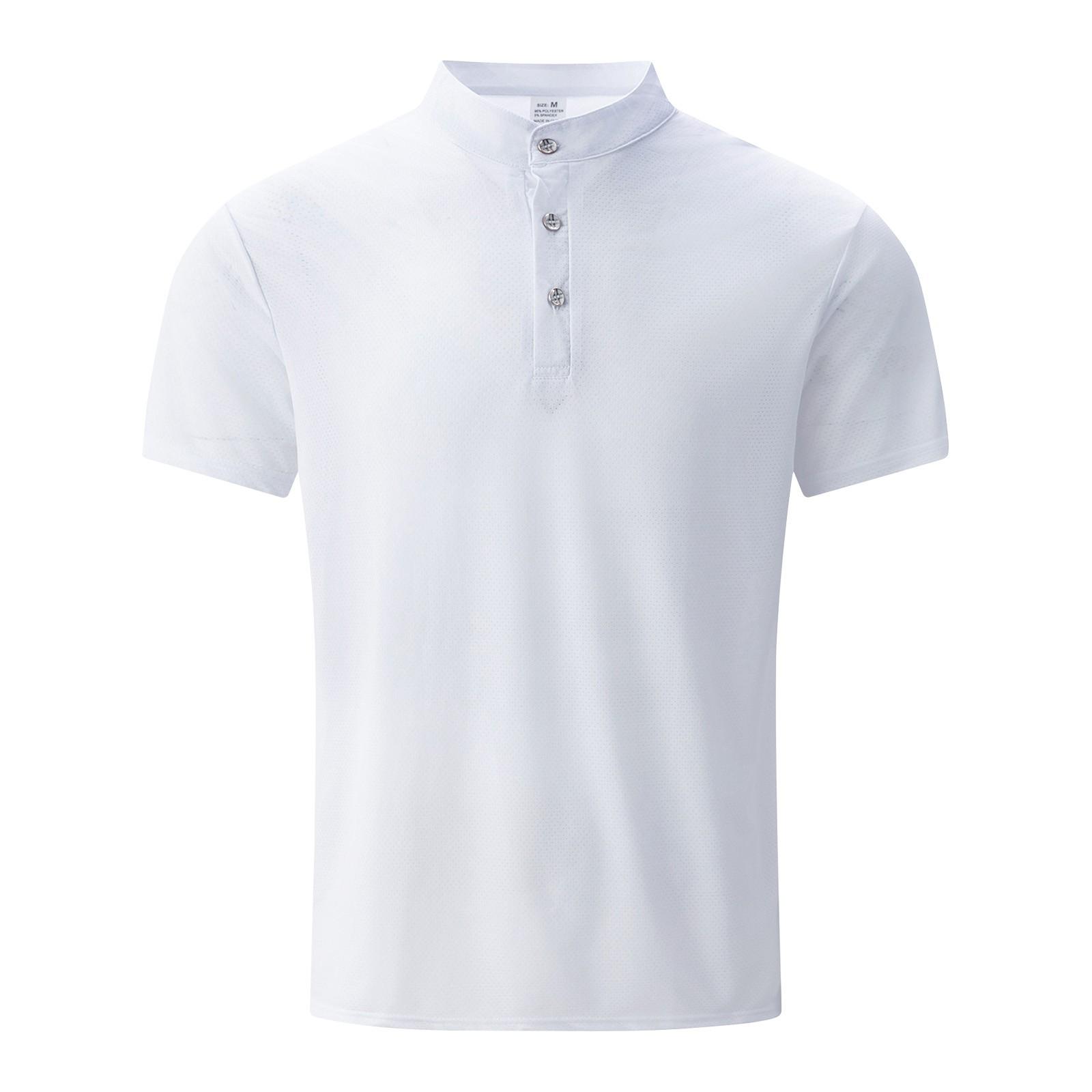 

Мужские летние однотонные топы из ледяного шелка с сеткой, с воротником на пуговицах, с коротким рукавом, мужские повседневные модные топы свободного кроя XL белый