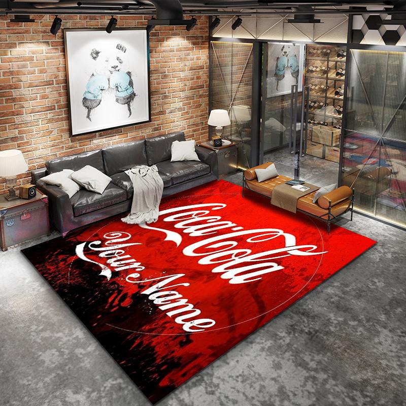 Coca Cola Rainbow Custom Name Carpet Rug For Living Room Bedroom Home Sofa Decoration Kids Play Nonslip Floor Mat