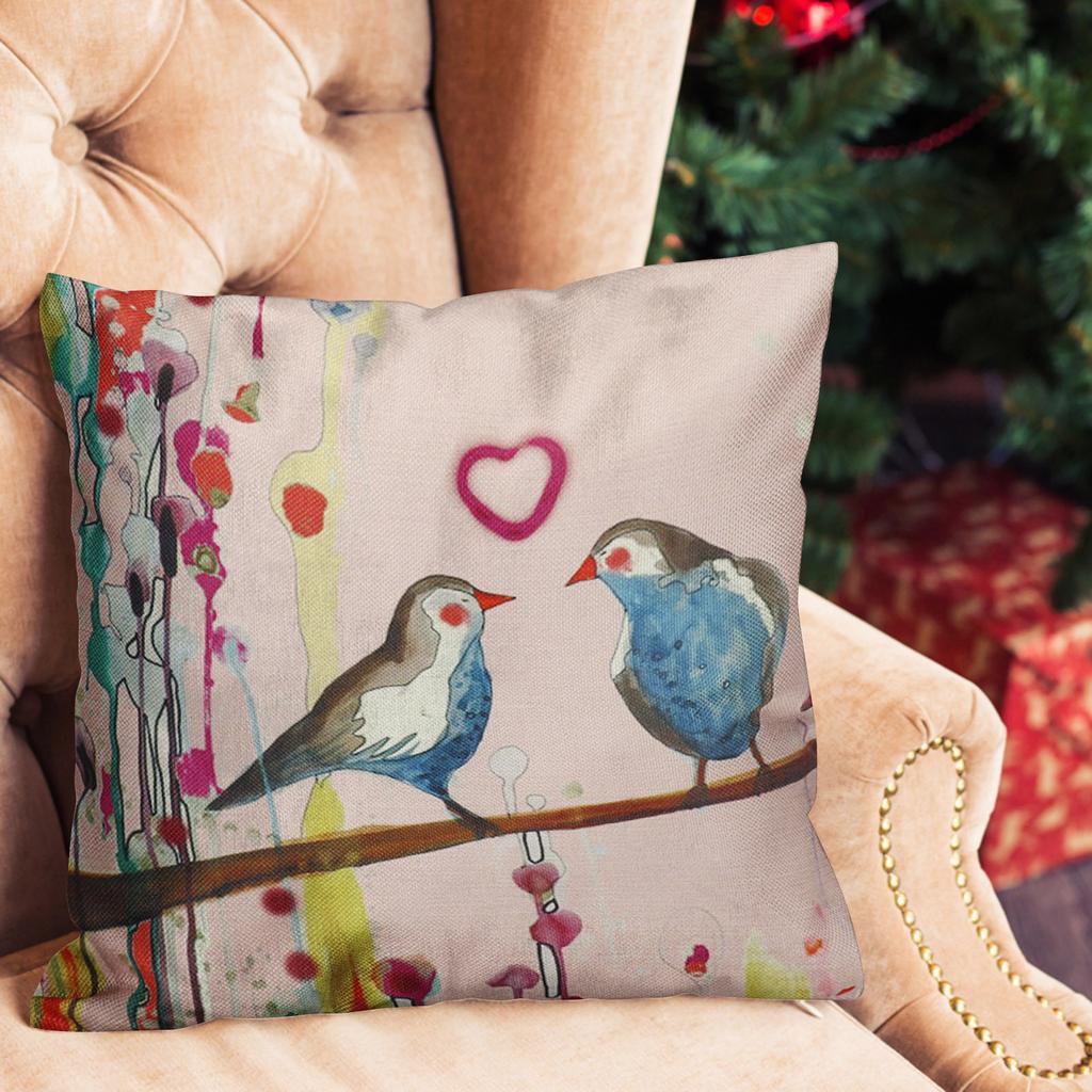 Ancient Oil Painting Birds Linen Pillow Case Pillow Cover Cover Suitable For Car, Sofa And Home Use