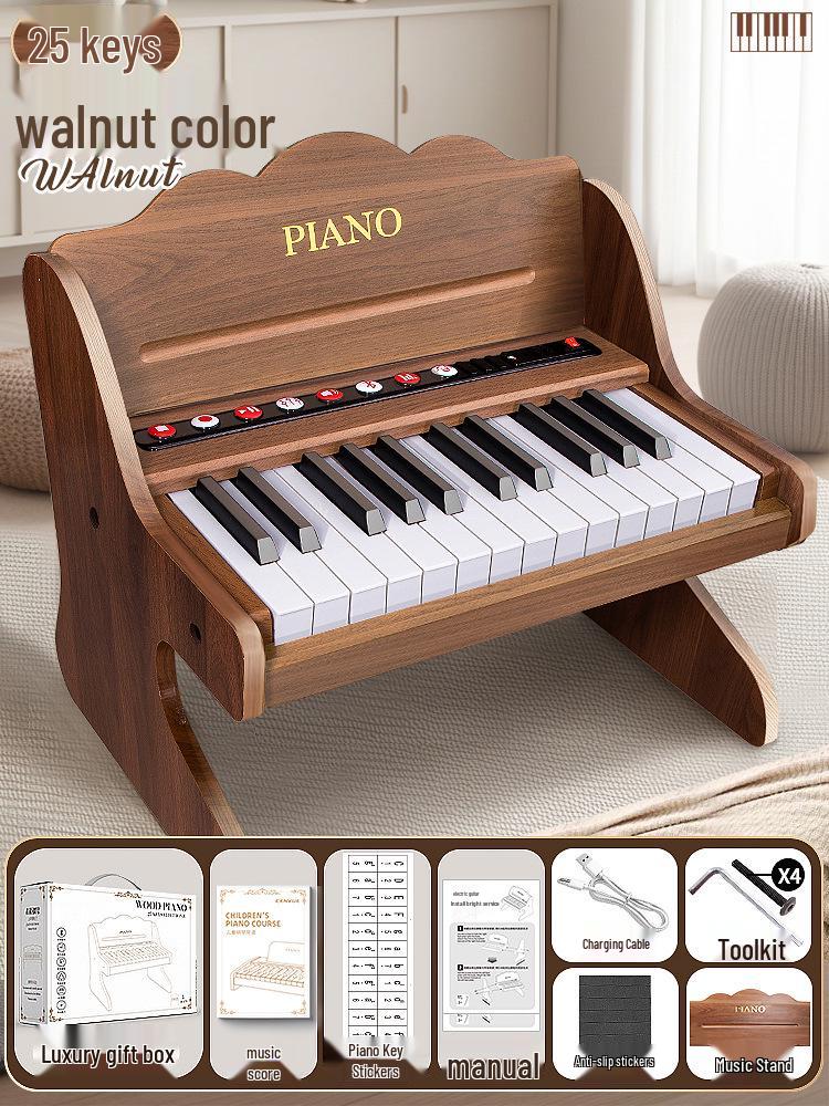 Children's Wooden Toy Piano: Beginner Electronic Keyboard for Boys & Girls, Infants, Toddlers - Ideal Birthday Gift.
