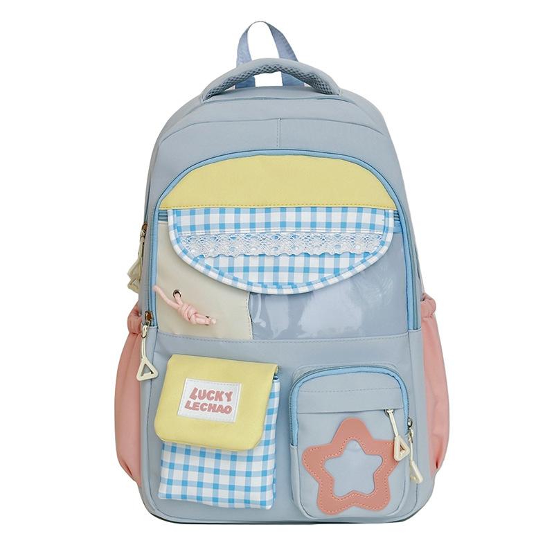 Schulrucksack Neuer hochwertiger Rucksack ins Süßes Karomuster Kosmetiktasche Leichter Reiserucksack Schulrucksack für Mittel- und Oberstufenschüler
