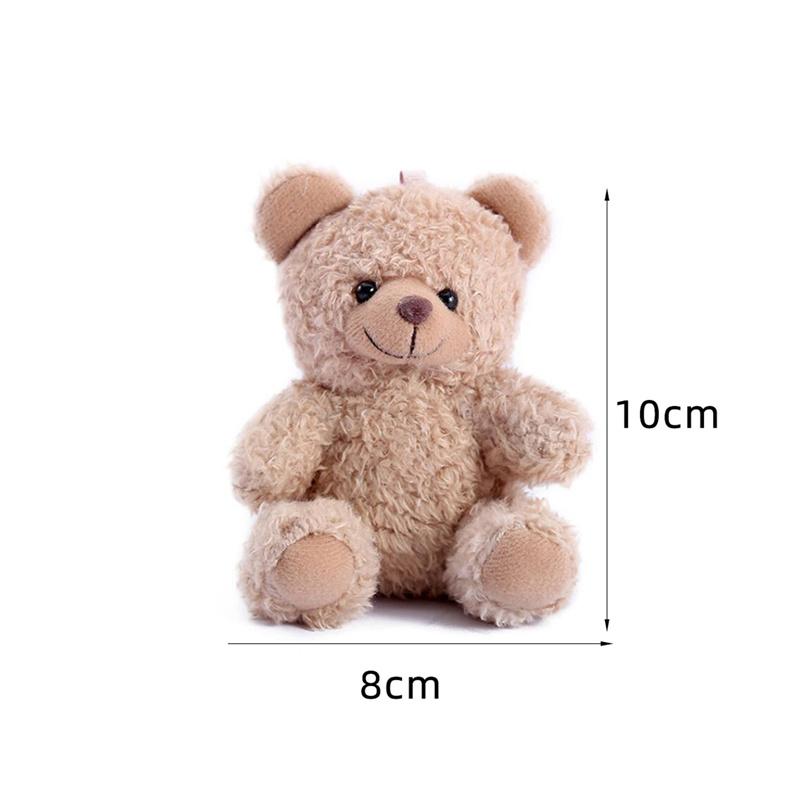 1ks 10CM Sedadlo Bear Roll Plyšové hračky Kreslená panenka Mini Bear Panenka Vycpané zvíře Taška Přívěsek na klíče do auta Panenka 4 dostupné barvy