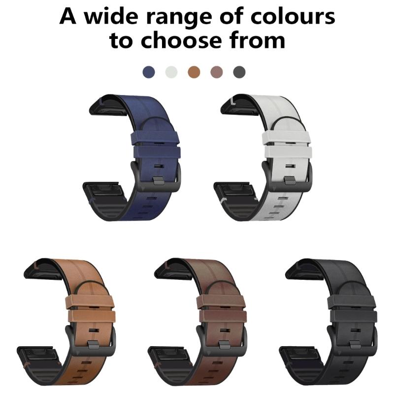 Soft Silicone & Genuine Leather Replacement Band Stylish Watch Strap Color Watch Strap Comfortable for Smartwatches