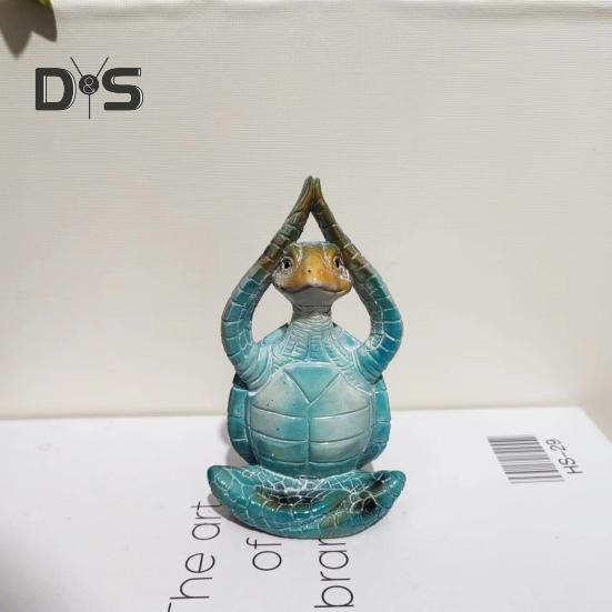 Yoga Meditation Sitting Turtle Figurine Resin Sea Turtle Statue Model Animal Sculpture Ornament Indoor Outdoor Garden Home Office Decoration Birthday