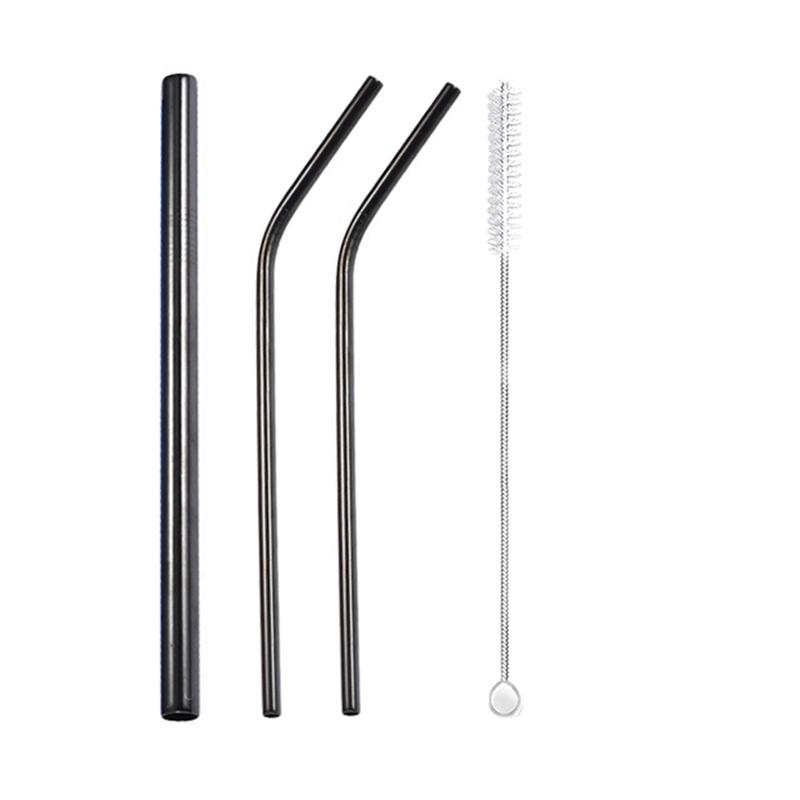 3Pcs Rainbow Color Reusable Metal Straws with Cleaning Brush 304 Stainless Steel Drinking Straws for Smoothie Milkshake Drinks