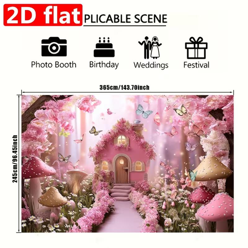 2D Enchanted Forest Fairy House Backdrop Children's Party Photo Booth