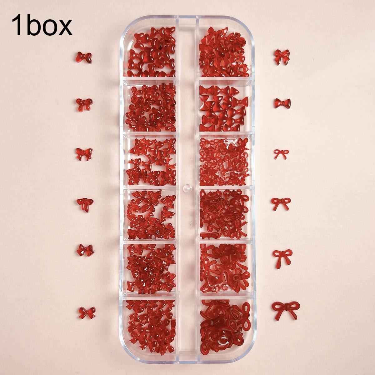 

1 Box French-Style Nail Art Accessories Mini Wine Red Bows Nails Whiteness-Enhancing DIY Decorations