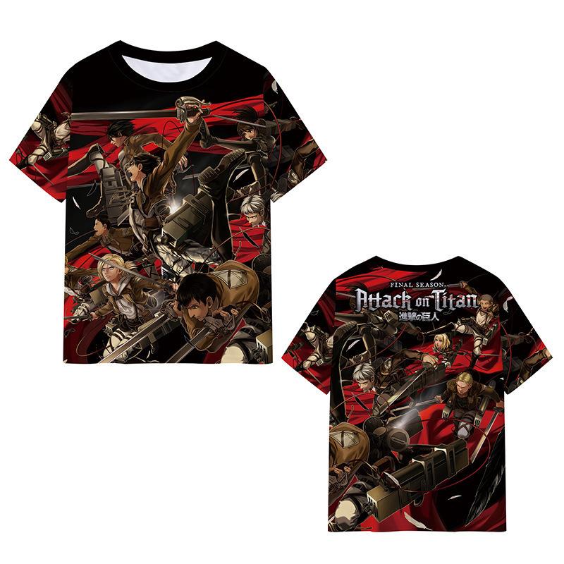 Attack on Titan 3D Digital Print T-Shirt for Men Women, Classic Anime Design, Soft Polyester Casual Short Sleeve Tops