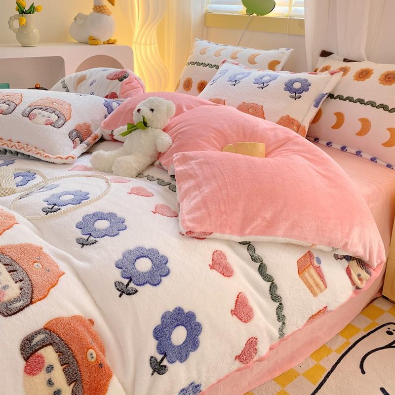 Rainbow Theme Plush Duvet Cover Fluffy Soft Boys Girls Luxury Queen Quilt Cover Winter Warm Letter Print Bedding No Pillowcase