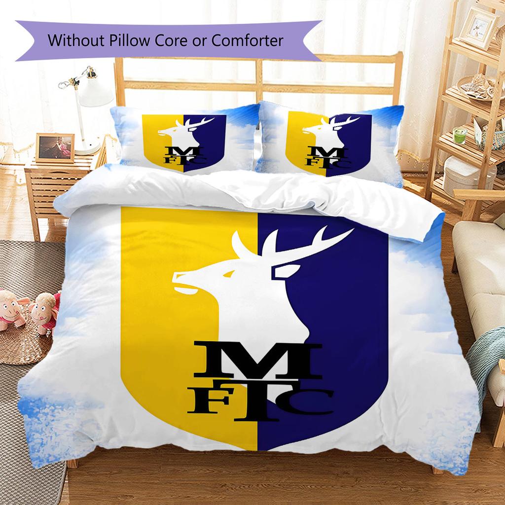 MansfieldFC Muster Bettwäsche Steppdecke Set Bettbezug Kissenbezug Heimdekoration Geburtstagsgeschenk (1 Bettbezug + 2 Kissenbezüge, ohne Füllung)
