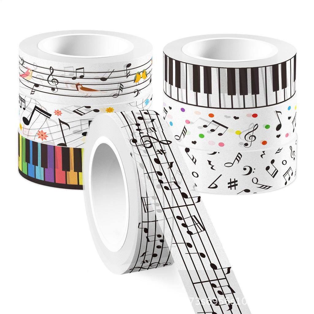 Cute Music Notes Paper Tape Portable Music-Themed Adhesive Wrapping Rolls Art Tape Rolls For Scrapbooks Handmade Items