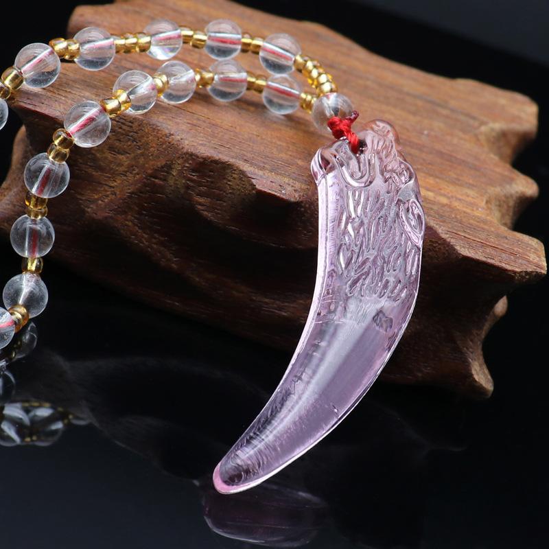 Chinese Style Pink Imitation Crystal Guanyin Buddha Necklace Versatile Sweater Chain Fashion Jewelry Mother'S Day Gift