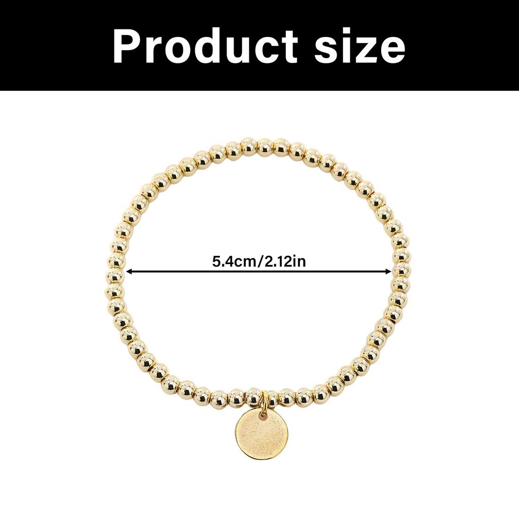 Premium Stainless Steel Stretchable Bead Bracelet Golden Sphere Design Business Casual Jewelry Accessory