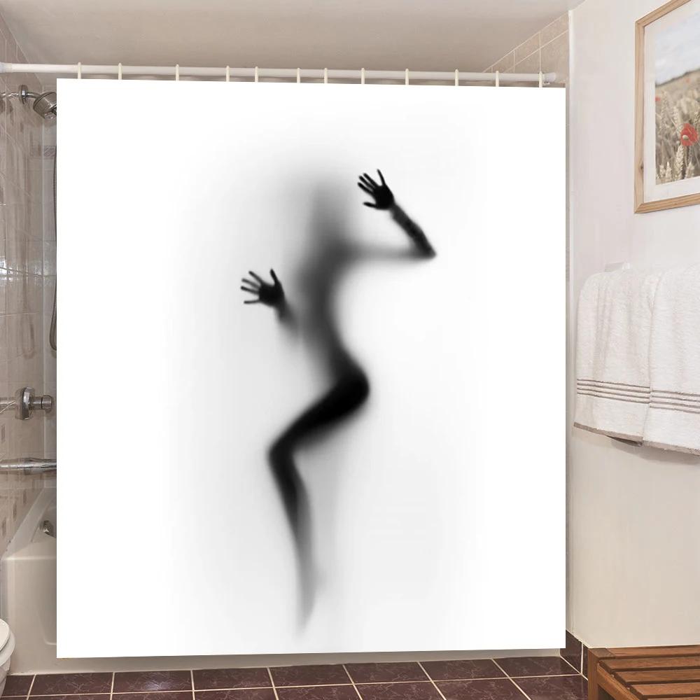 Skull Shower Curtain Waterproof Polyester Fabric Gothic Halloween Sexy Woman Love Print Shower Curtain Cortina De La Ducha