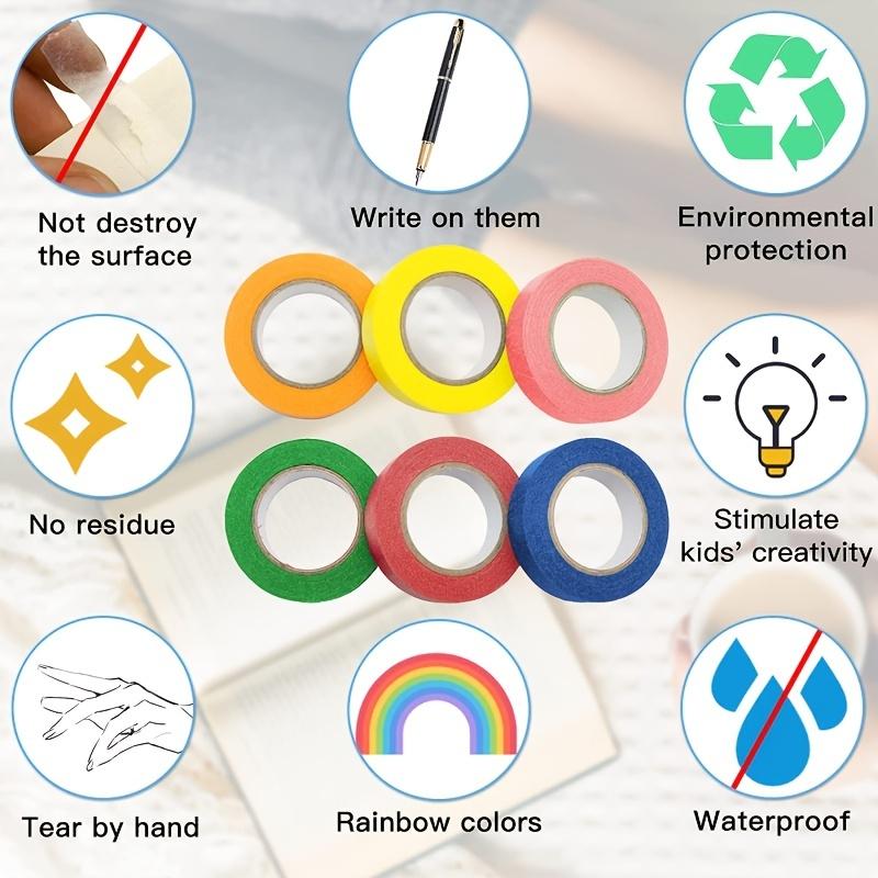 Colored Masking Tape 16 Yard Per Roll, 6 Rolls Rainbow Colors Painting, Craft  Labeling  Paper Tape for Bullet Journals Party