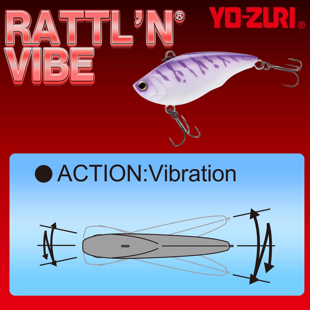 Rattlin Vibe Vibration Bass Shimmy Fall YO-ZURI Lure, 65mm, BT, Weight 17g, R1160-BT-Blue Silver, Fishing,