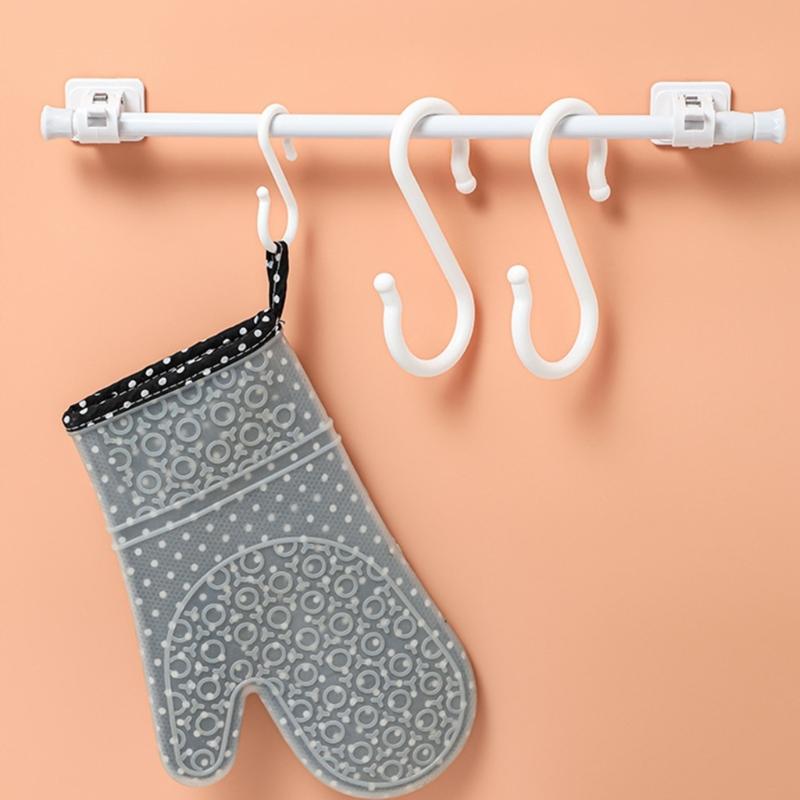 Selbstklebende Kunststoff-S-Haken Keine Nägel erforderlich Wandhängende Organizer Aufhänger für Praktische Küchen- Badezimmeraufbewahrung