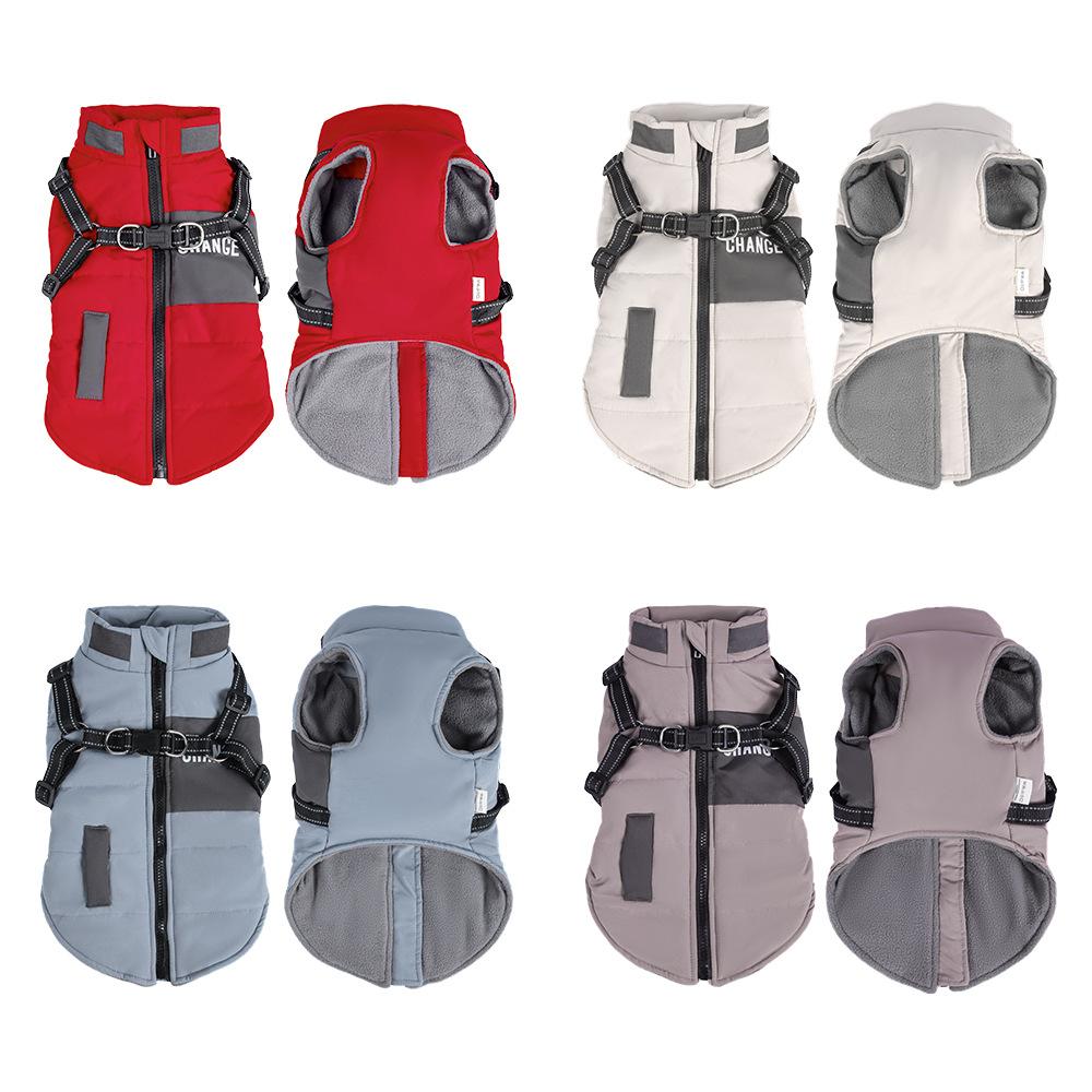 New Dog Clothes Autumn and Winter Pet Windproof Stand-up Collar Dog Cotton-padded Clothes Reflective Thickened Warm Pet Clothing