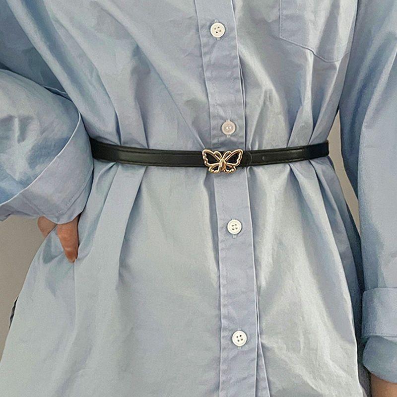 Womens Slim Stylish Waist Belt For Summer Outfits With Smooth Buckle In Black Burgundy And