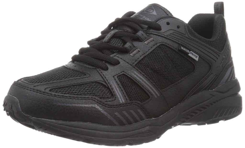 Dunlop Refined Men's Waterproof Wide 4E Walking, Jogging, and Running Sneakers, DM286, Black, Size 25.5cm