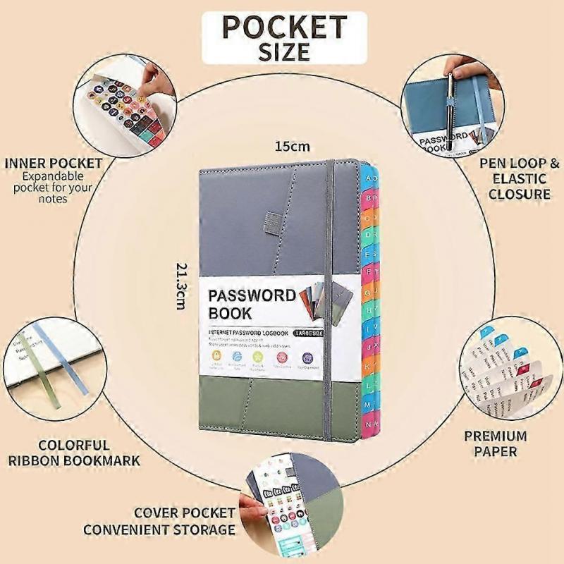 Password Keeper Book with Alphabetical Tabs for Seniors, Password Notebook for Internet Website Address Log in Detail,B