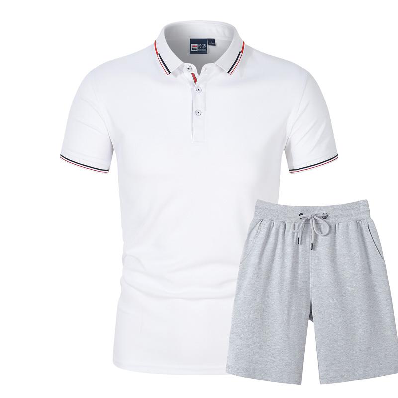 Herren-Set aus Poloshirt und Shorts, 2-teiliges Sommer-Outfit, modisch, lässig, athletische Shorts, Trainingsanzug